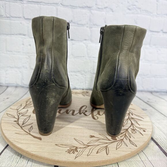 Ecco Ankle Heel Booties Women Size 7.5 US 38 EU Green Distressed Leather Shoes - Picture 5 of 15